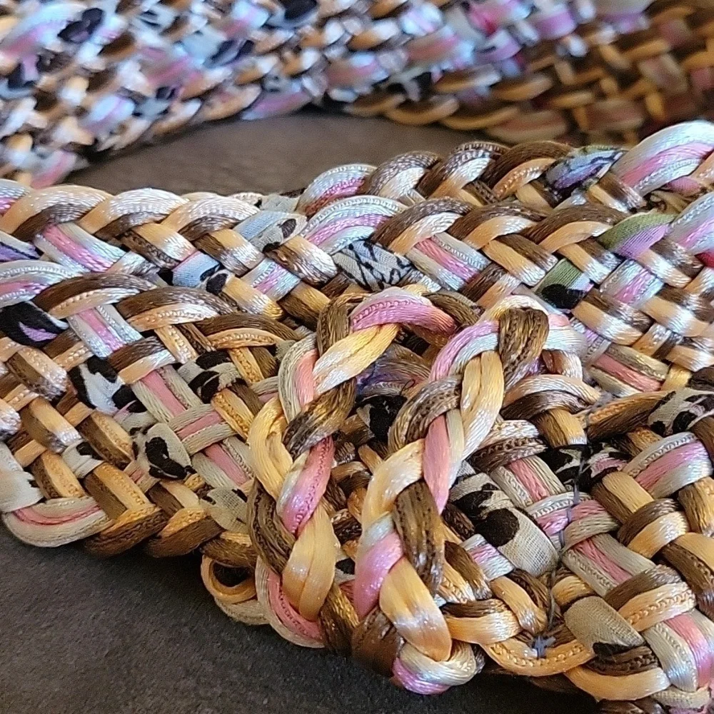 VTG Pastel Leopard Print Braided Woven Festival Belt
